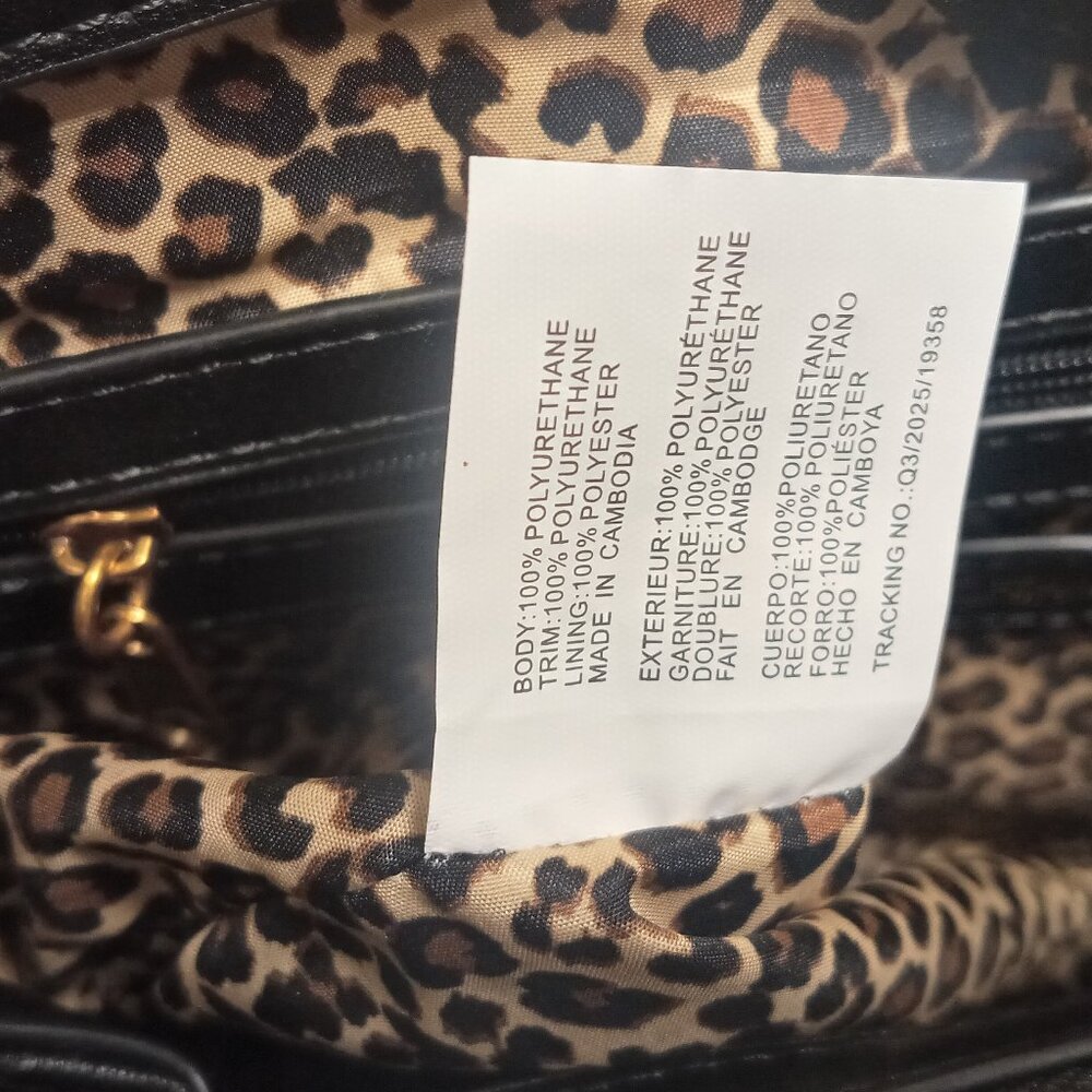 Betsey Johnson Black Heart Quilted Leopard Inside Tote Bag - Picture 5 of 6